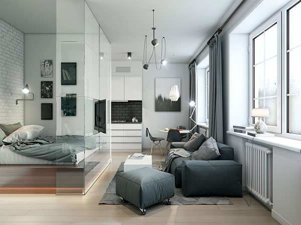 Come sfruttare al meglio lo spazio: 4 mini appartamenti di design ... Arredare 35 mq