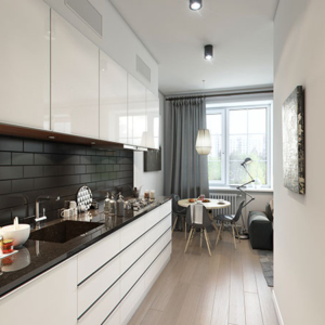 cucina con ampio spazio di lavoro