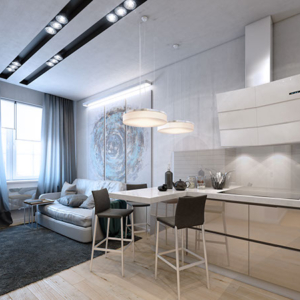 Cucina con tavolo mezza penisola
