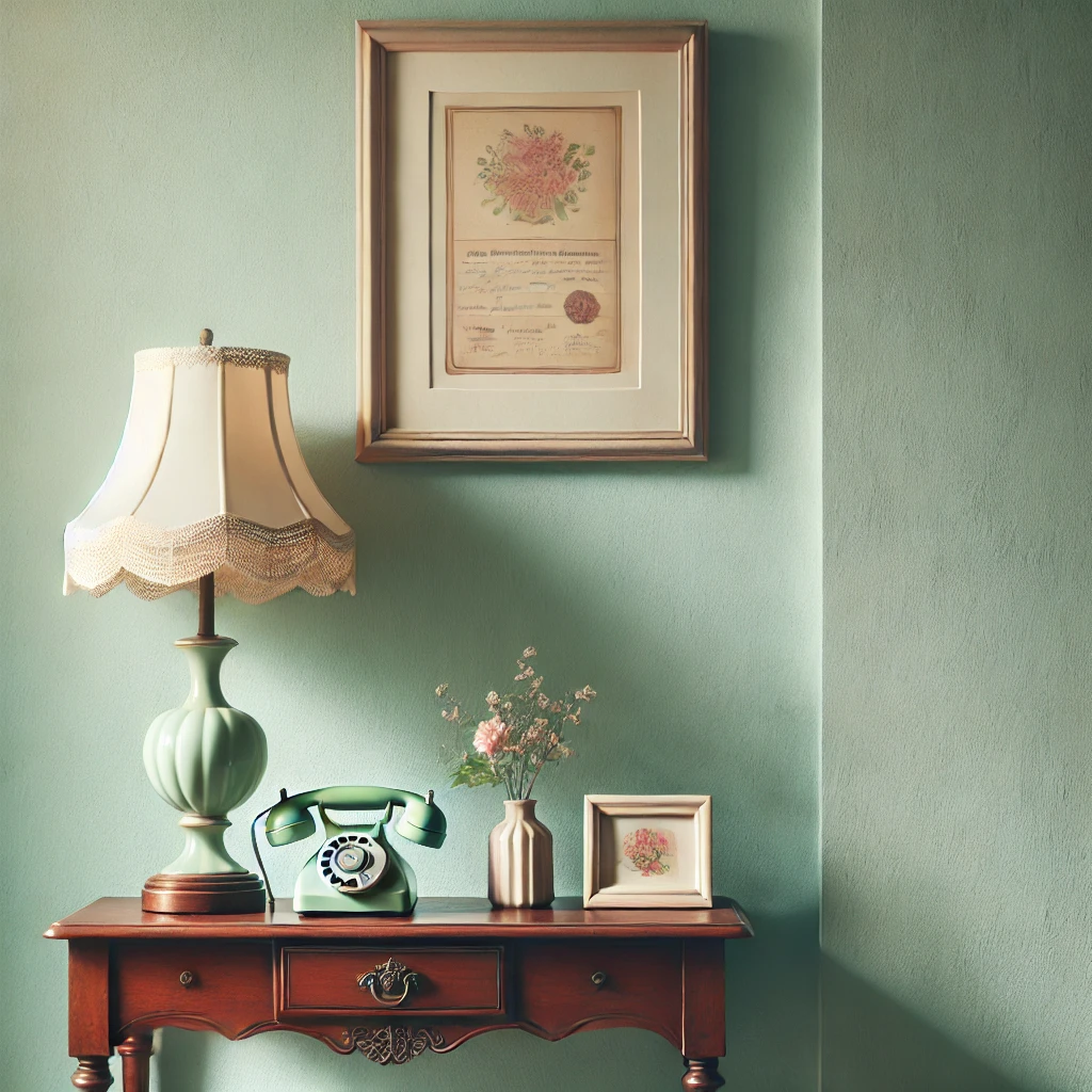 Parete dipinta con colori pastello in una casa stile vintage