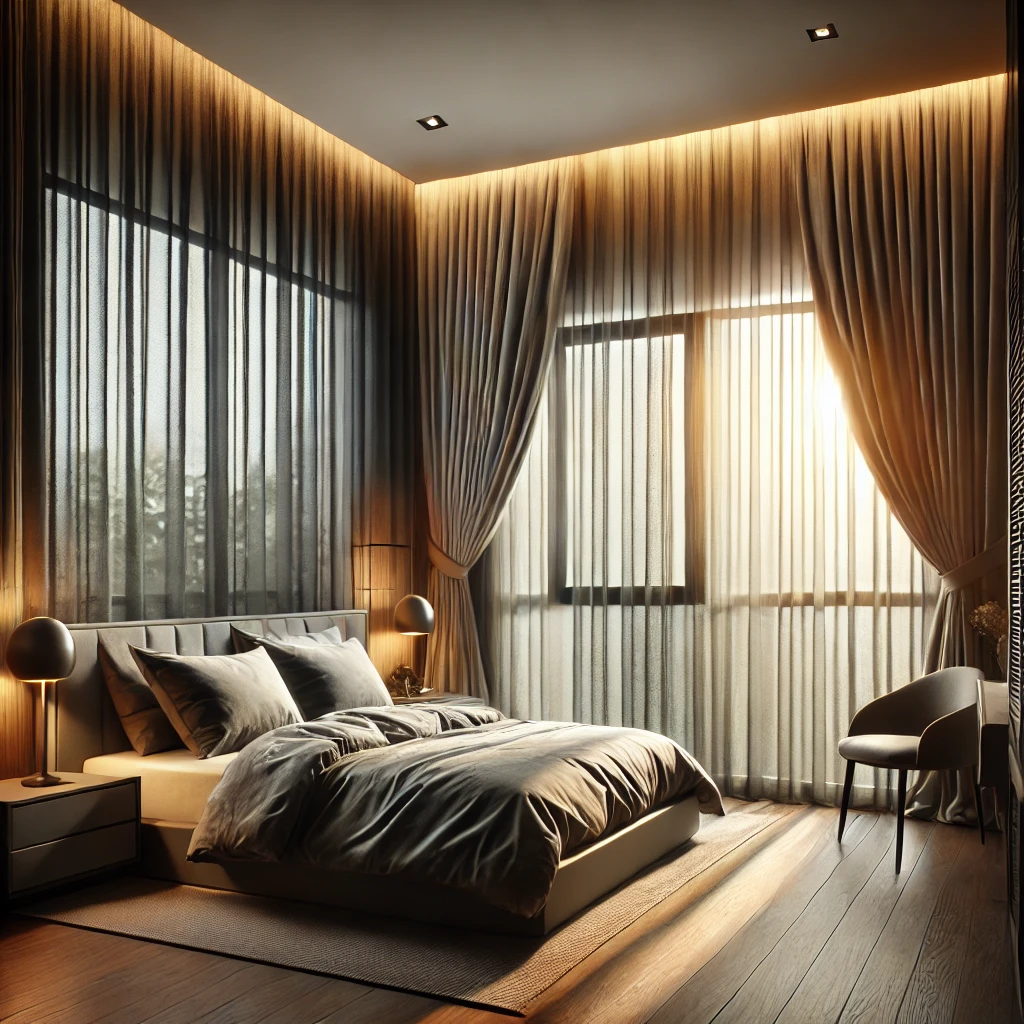 Doppie tende in camera da letto:buone per la luce, ottime per la privacy tende oscuranti e trasparenti