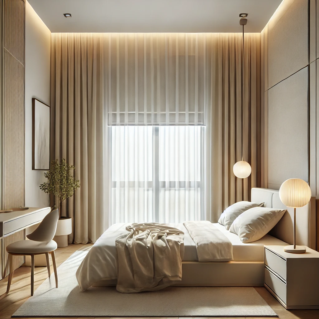 Doppie tende in camera da letto:buone per la luce, ottime per la privacy tende a rullo e pacchetto