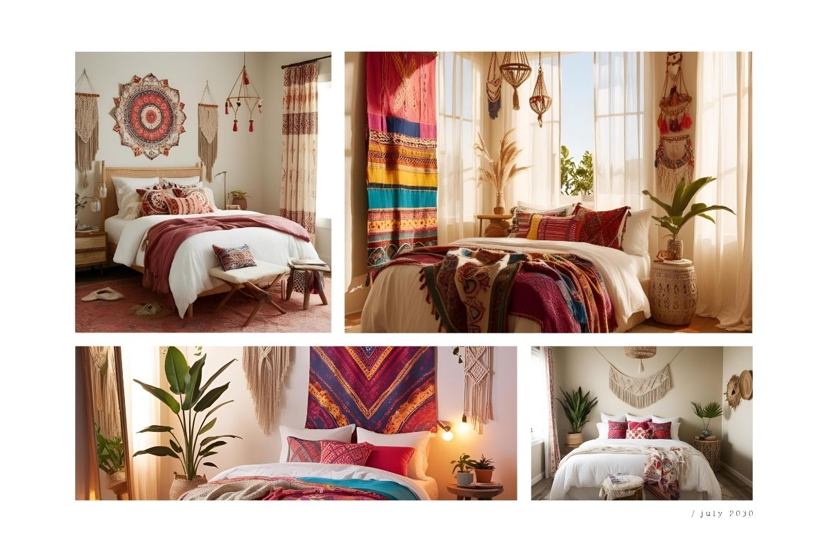 collage camere da letto boh chic