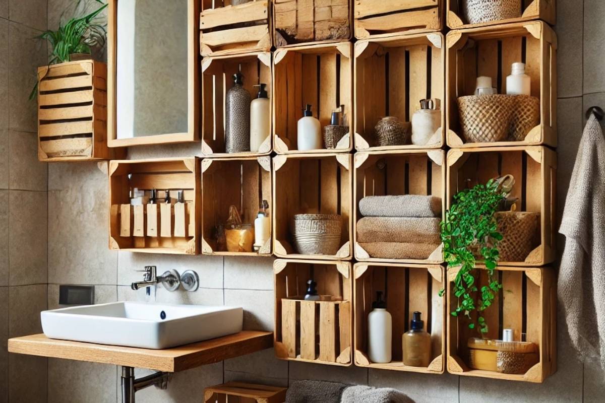 Come costruire un mobile per il bagno fai da te con cassette di legno
