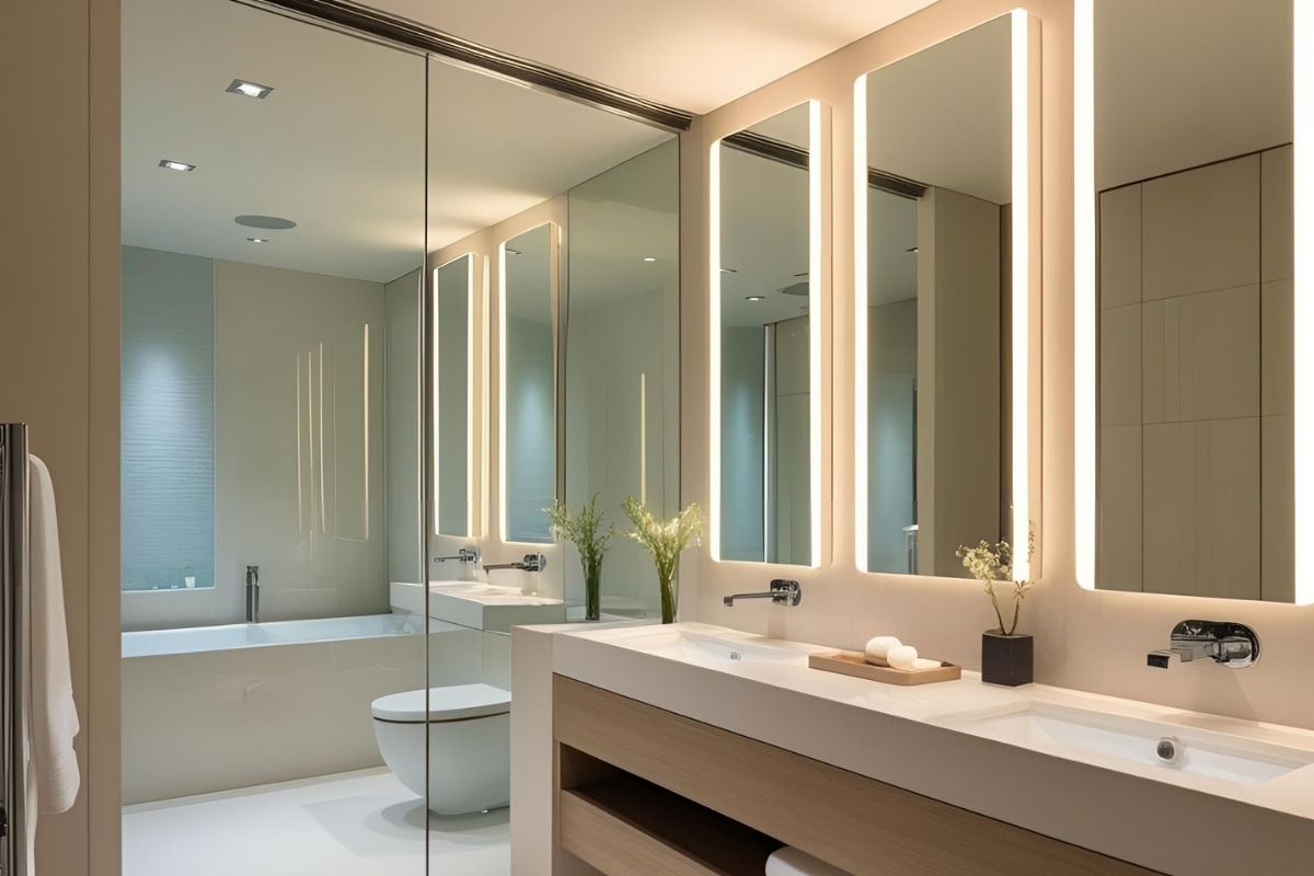 bagno con illuminazione led