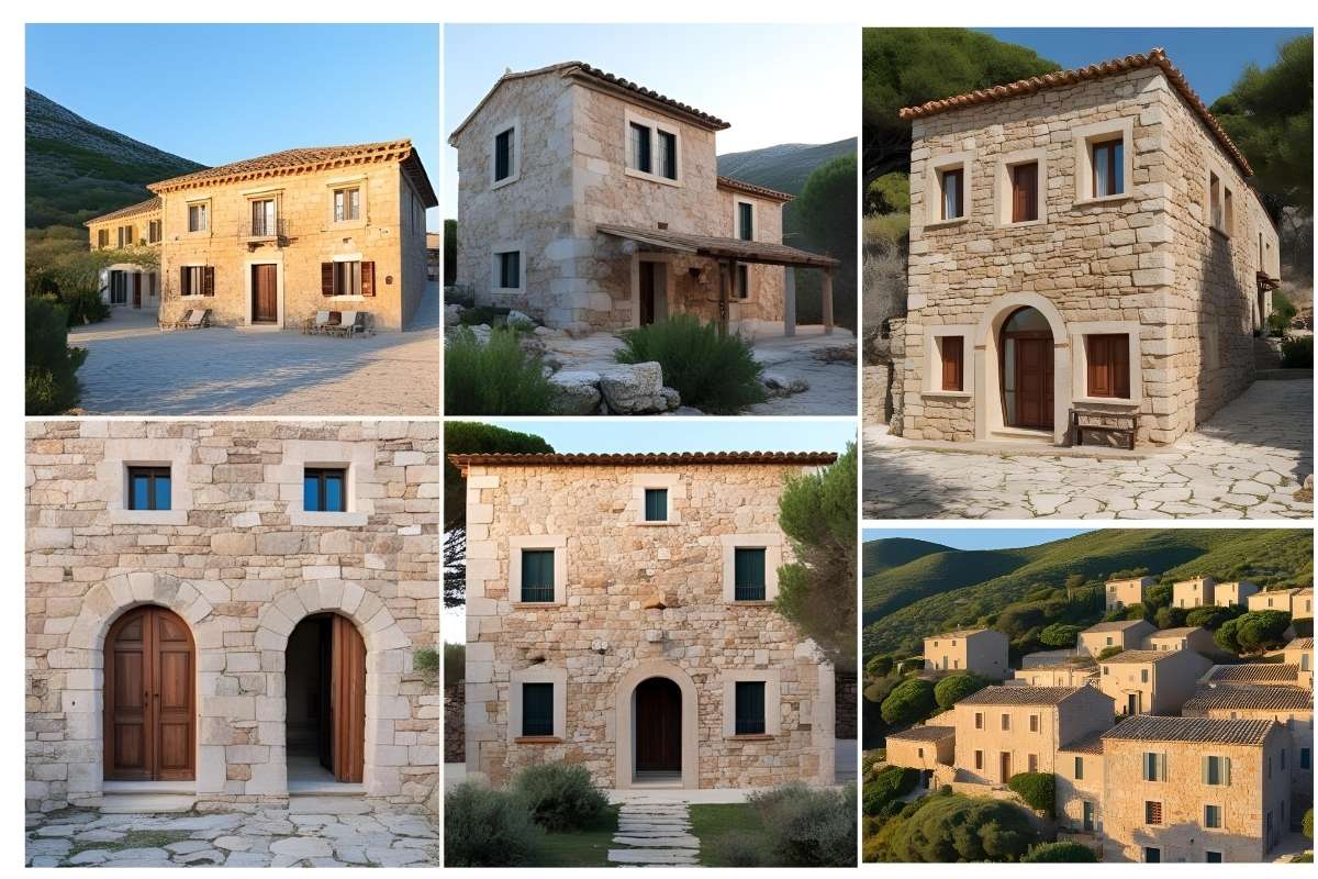 alcune immagini di case in pietra in sardegna