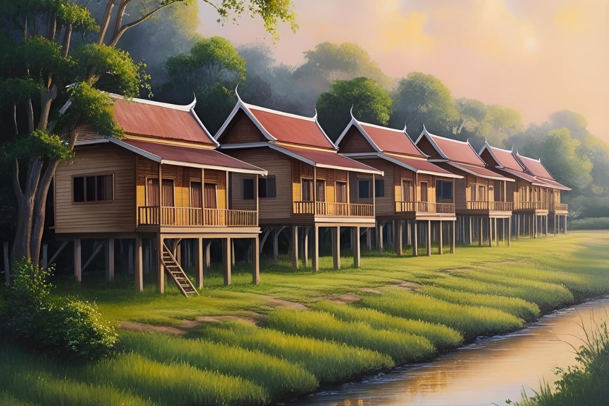 disegno case tradizionali thailandesi