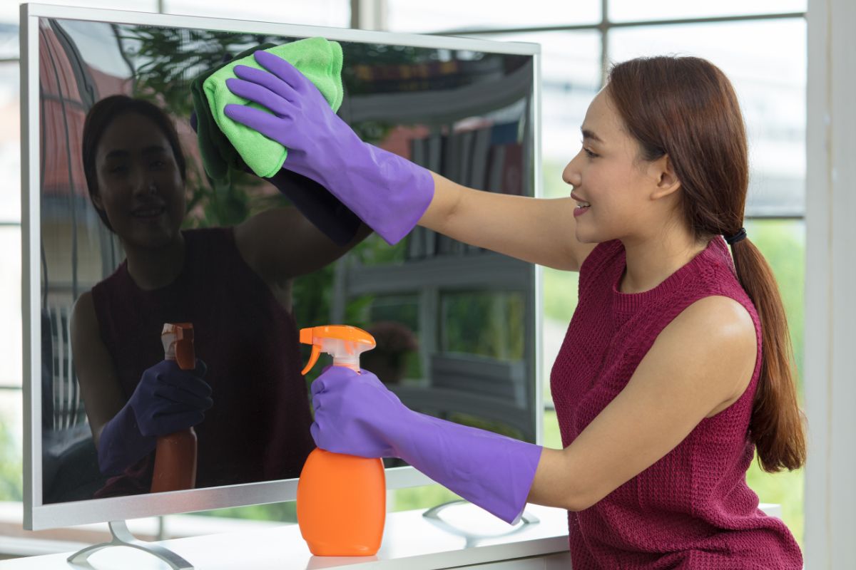pulire lo schermo della tv