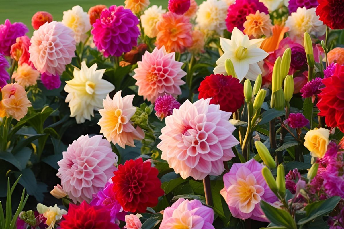 composizione di dalie e gladioli