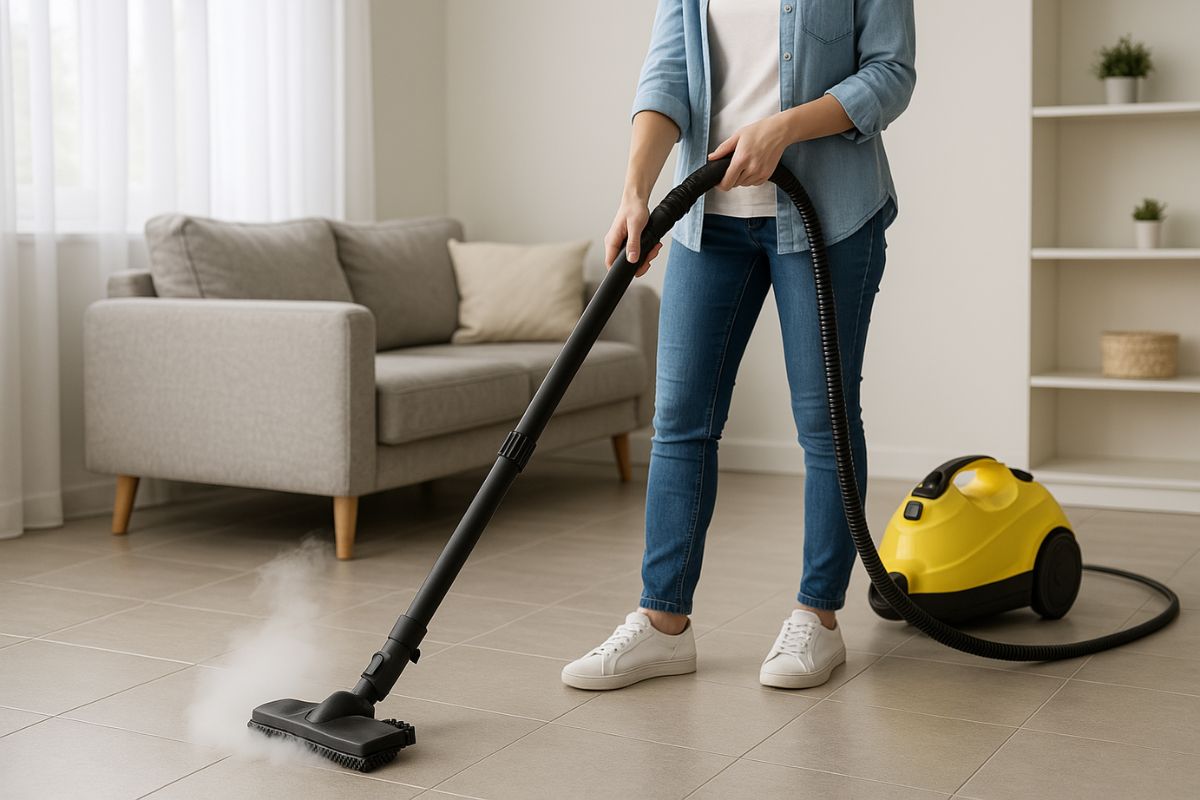 esempio di pulizia casa con vapore