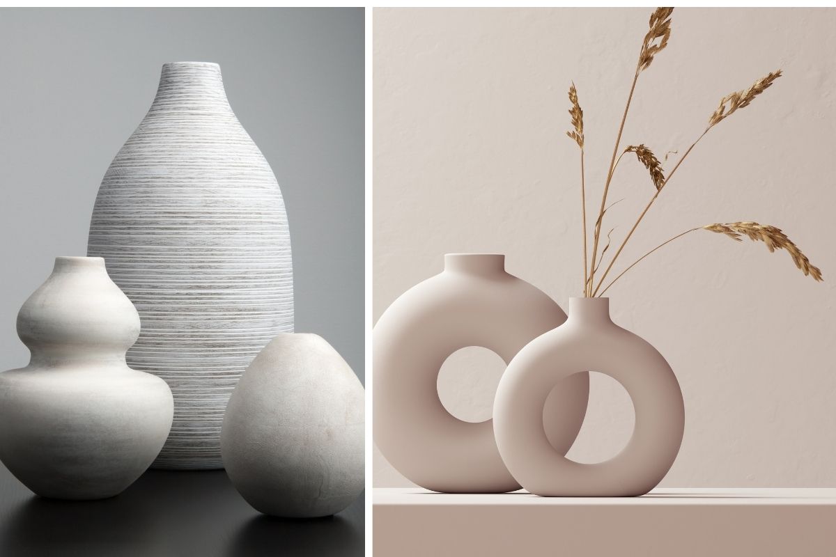vasi decorativi moderni di vari materiali