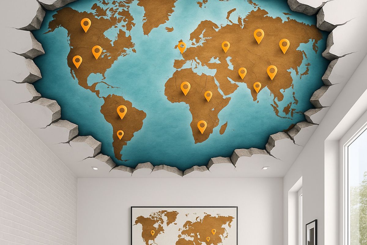 stencil viaggio nel mondo a soffitto
