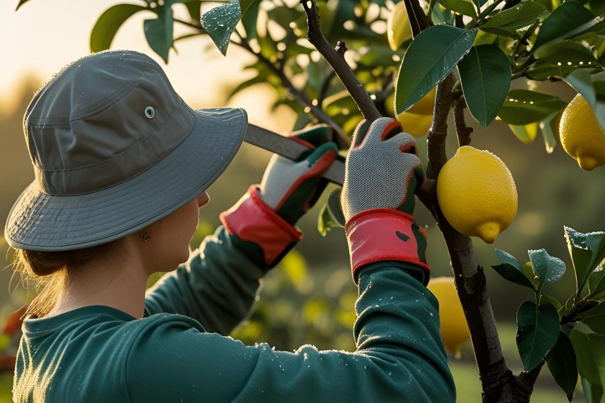 agricoltore spiega come potare il limone