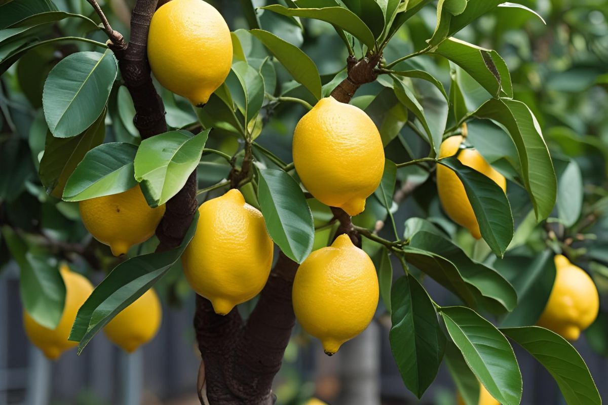 alcuni rami di albero di limone da potare