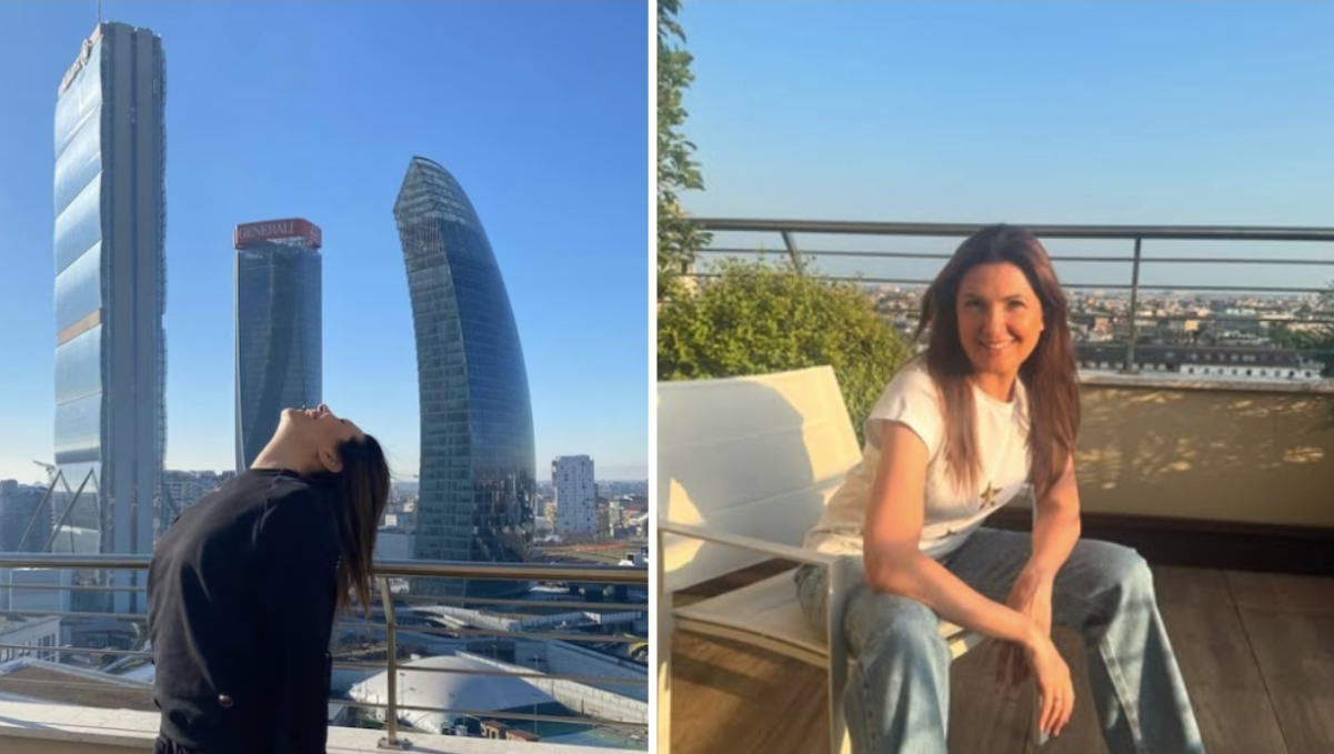 Amadeus, la casa a Milano: il calore del soggiorno, la scala per la zona notte e un panorama invidiabile giovanna civitillo terrazzo 4 9 2026 casadisitle.it
